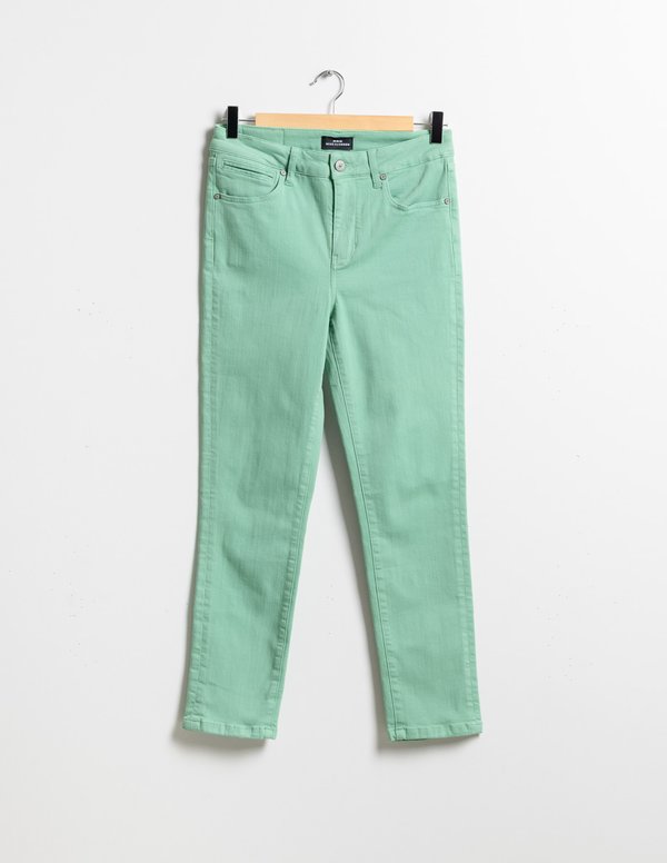 Pantacourt slim uni longueur 7/8 en coton vert Pantacourt slim uni longueur 7/8 en coton vert