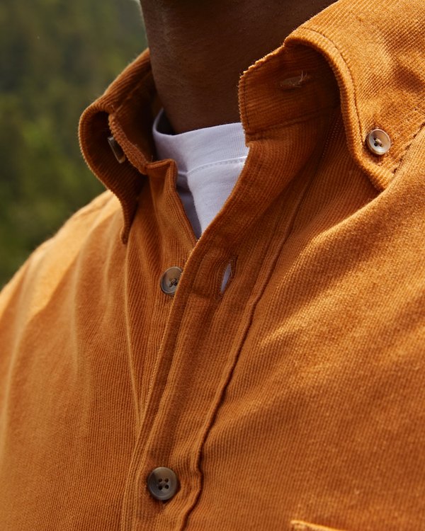 Chemise babycord en velours 100% coton toucher doux orange