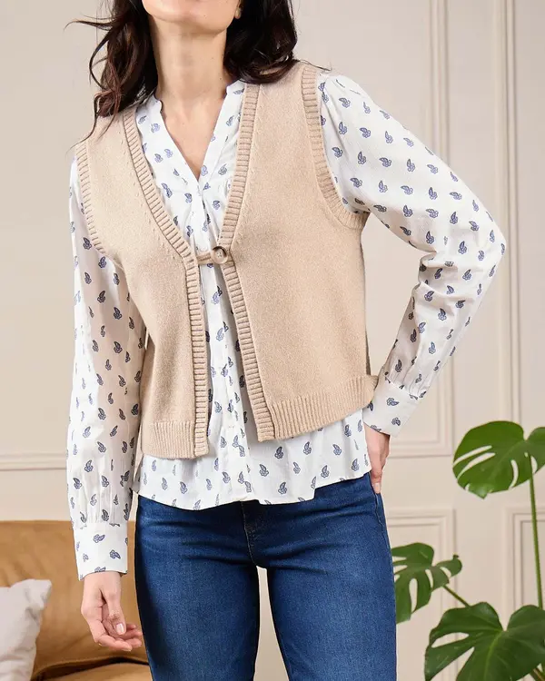 Cardigan sans manches beige