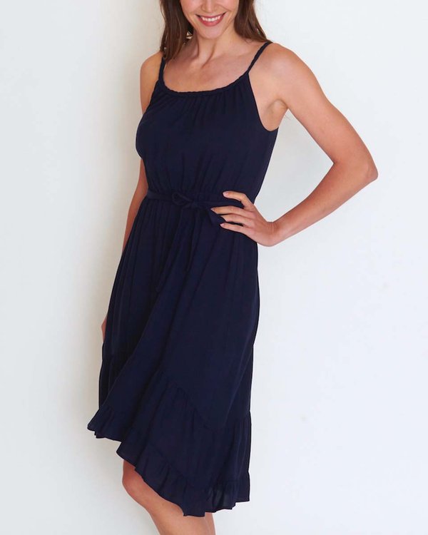 Robe encolure tressée à fines bretelles bleu Robe encolure tressée à fines bretelles bleu
