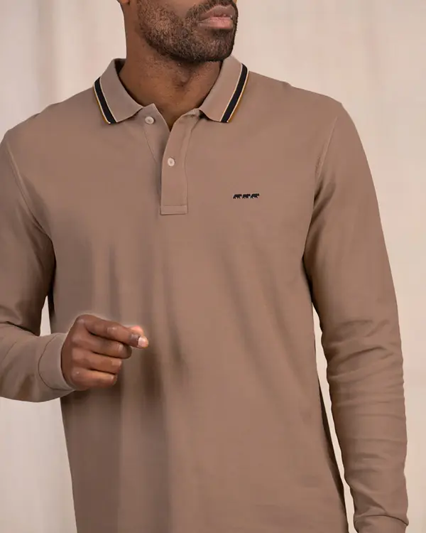 Polo détail col beige