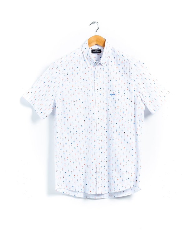 Chemise à manches courtes imprimée regular fit blanc