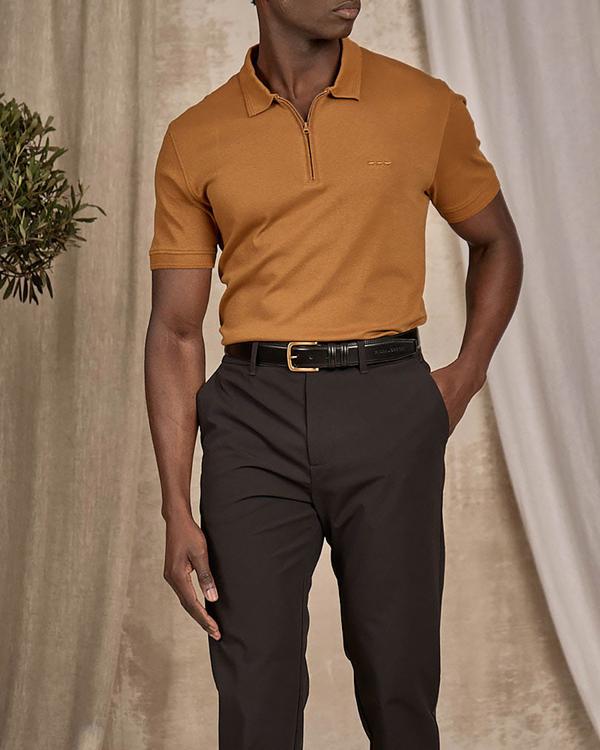 Polo col zippé beige