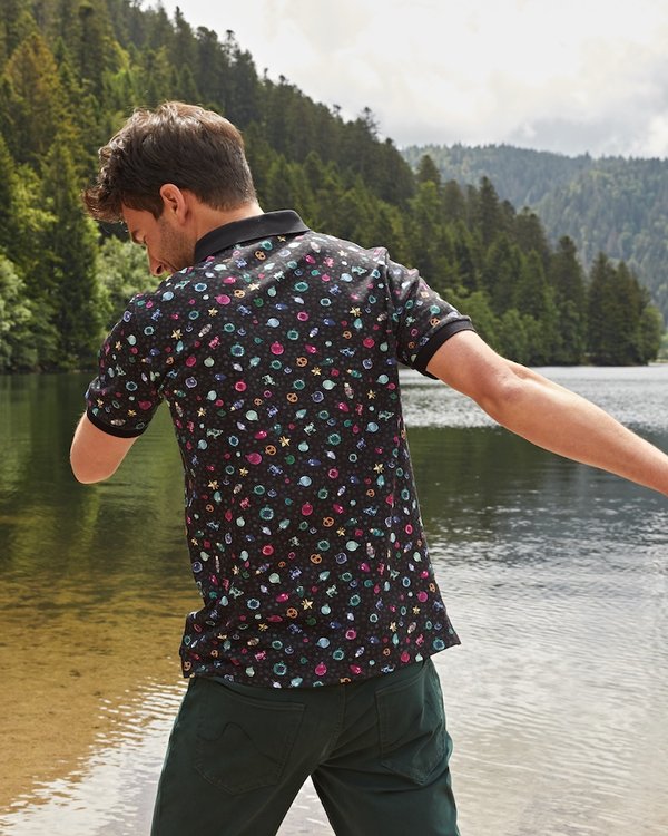 Polo de Noël coupe modern fit en coton noir Polo de Noël coupe modern fit en coton noir