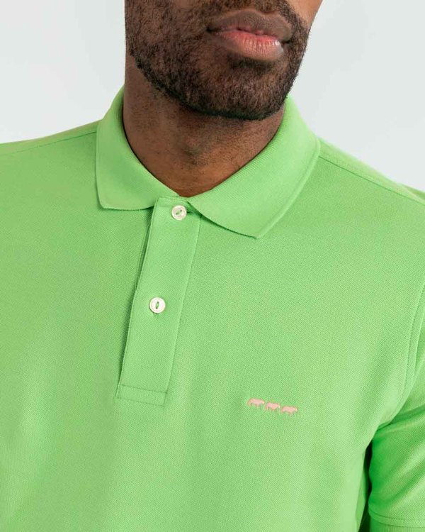 Polo piqué Douglas coupe droite manches courtes uni vert