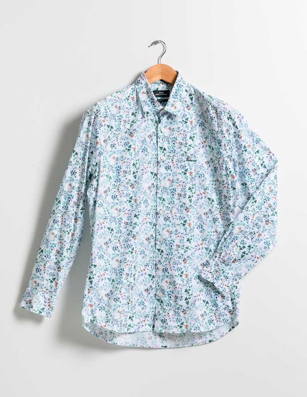 Chemise manches longues imprimé végétal modern fit blanc Chemise manches longues imprimé végétal modern fit blanc