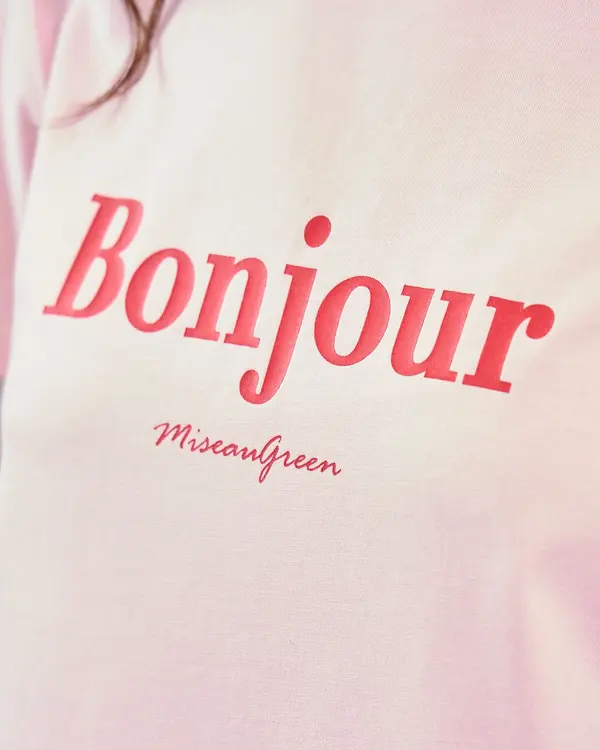 T-shirt Bonjour rose