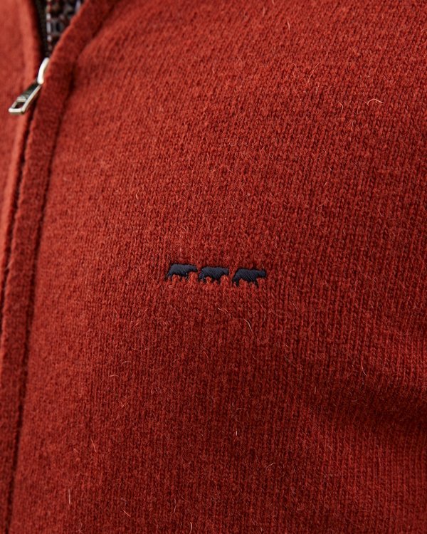 Cardigan uni Eliot col montant zippé en maille à poches marron Cardigan uni Eliot col montant zippé en maille à poches marron