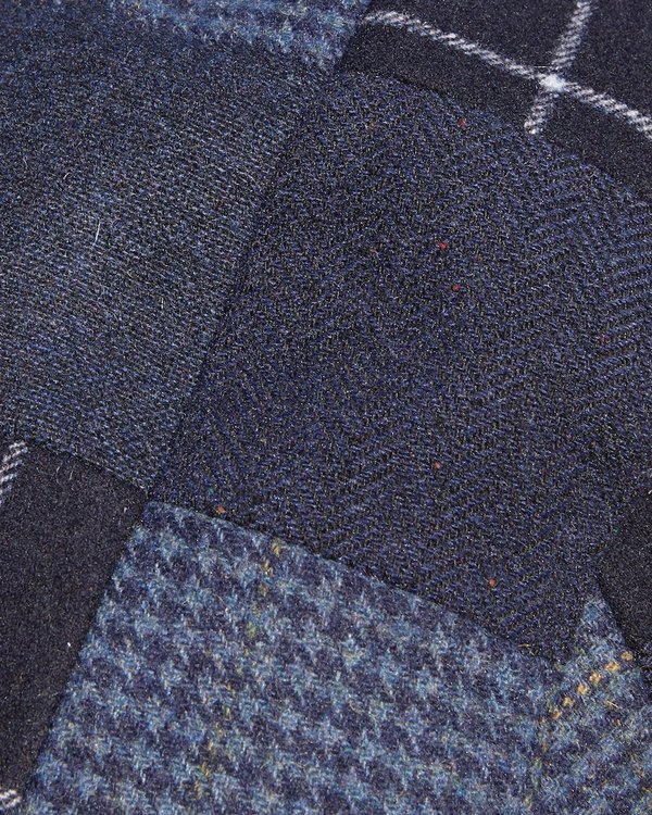 Casquette plate style béret patchwork en laine bleu