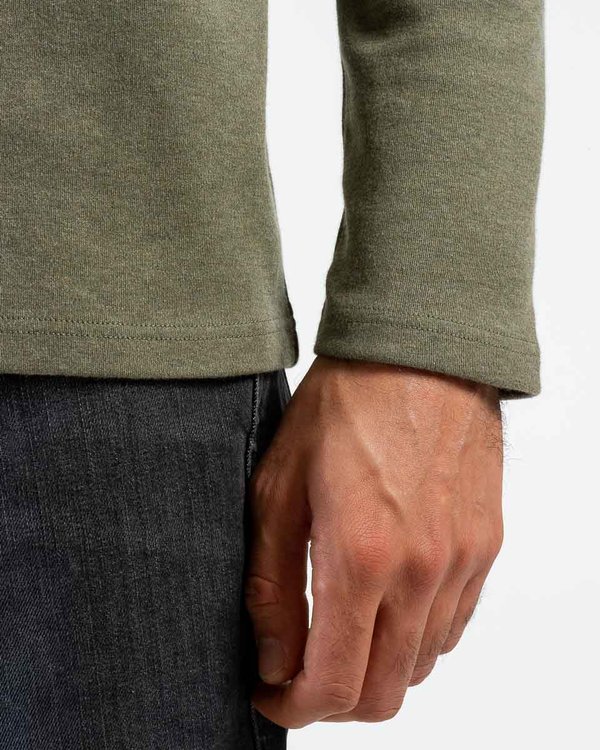 T-shirt manches longues uni col tunisien 100% coton beige T-shirt manches longues uni col tunisien 100% coton beige