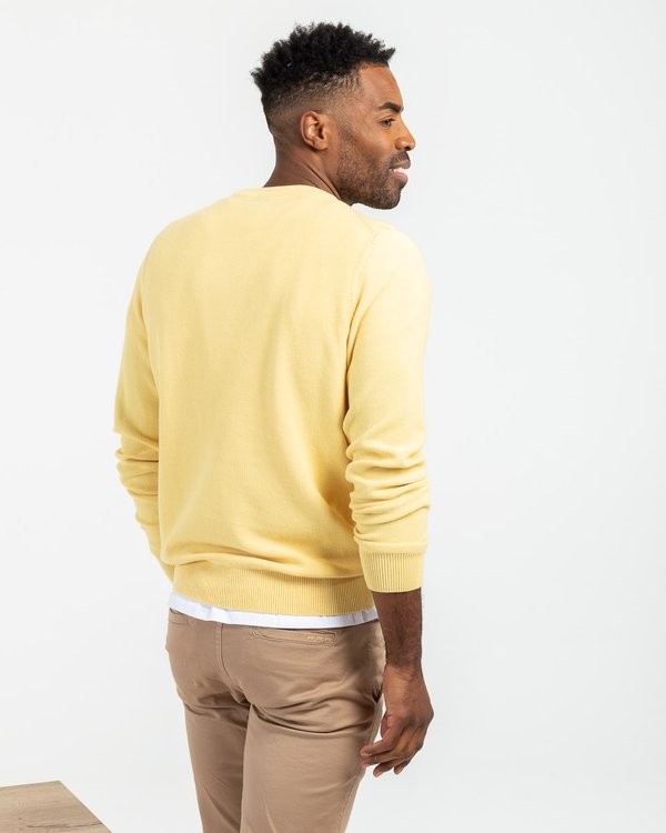 Pull uni Noah col rond en coton issu de l'agriculture biologique jaune Pull uni Noah col rond en coton issu de l'agriculture biologique jaune