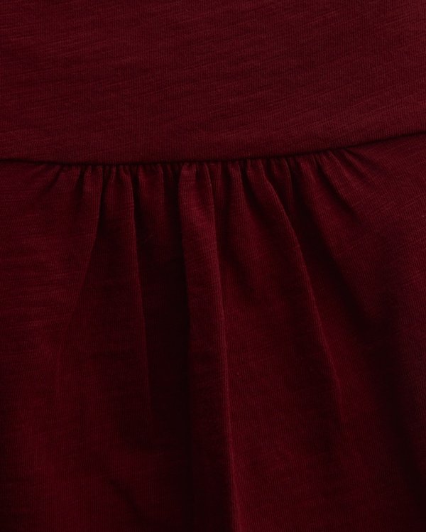 T-shirt manches 3/4 ballons en coton flammé inserts dentelle rouge T-shirt manches 3/4 ballons en coton flammé inserts dentelle rouge