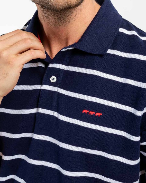 Polo rayé manches courtes regular fit bleu