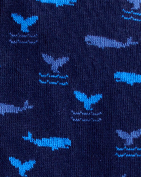 Chaussettes motifs baleines en coton bleu