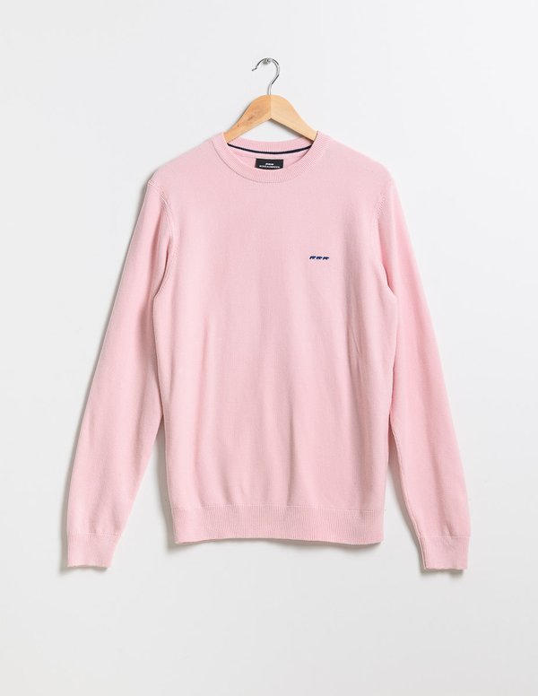 Pull uni Noah col rond en coton issu de l'agriculture biologique rose