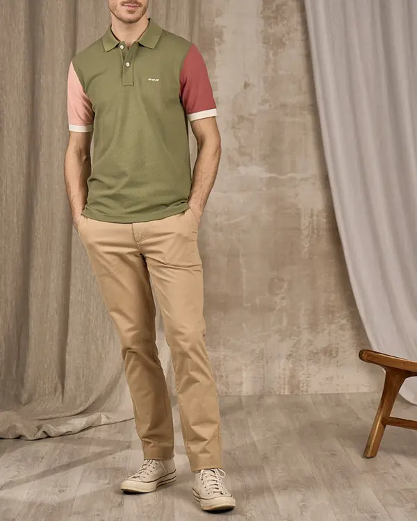 Polo color block vert