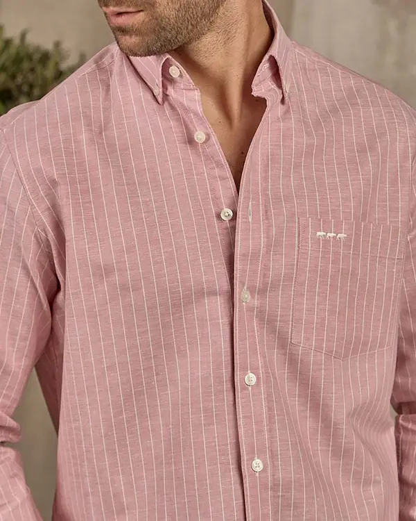 Chemise rayures fines rose