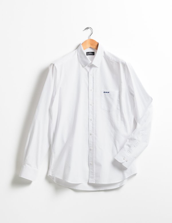Chemise classique manches longues unie en coton blanc Chemise classique manches longues unie en coton blanc