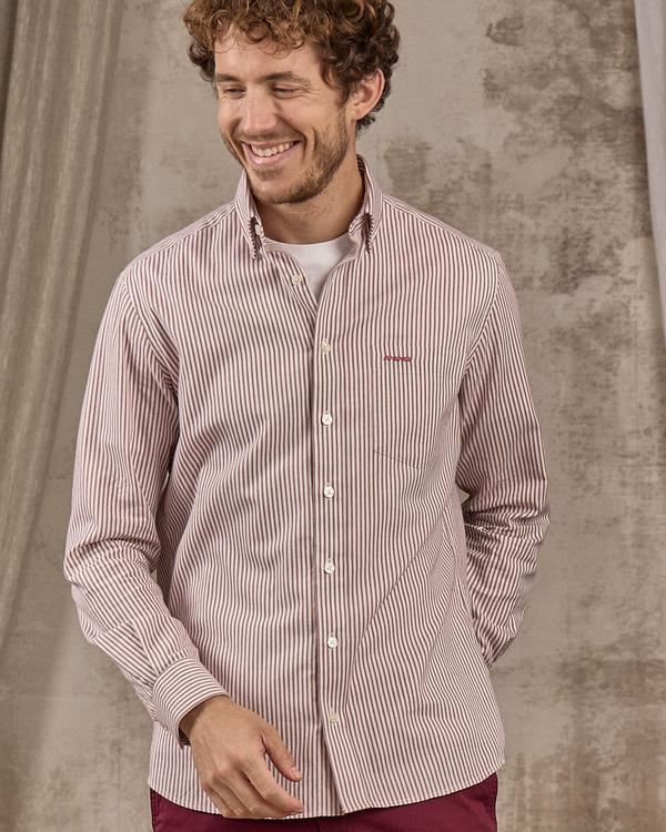 Chemise rayures verticales rouge