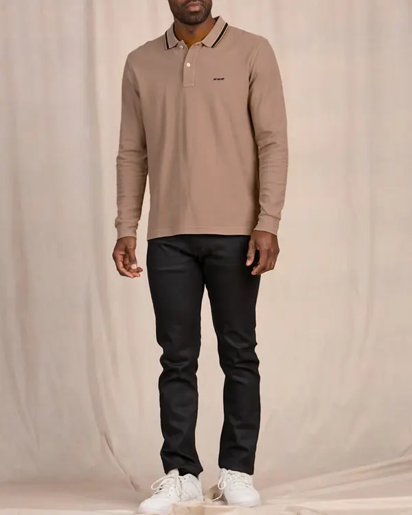 Polo détail col beige