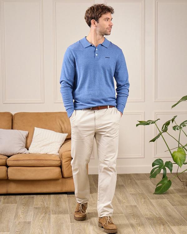 Pull col polo Gaspar bleu