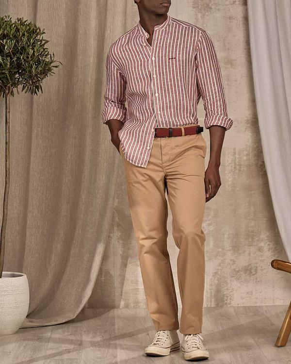 Chemise lin Dalian rouge