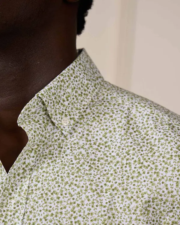 Chemise micro motifs vert
