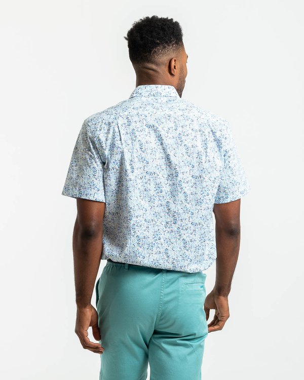 Chemise manches courtes imprimé fantaisie en coton blanc