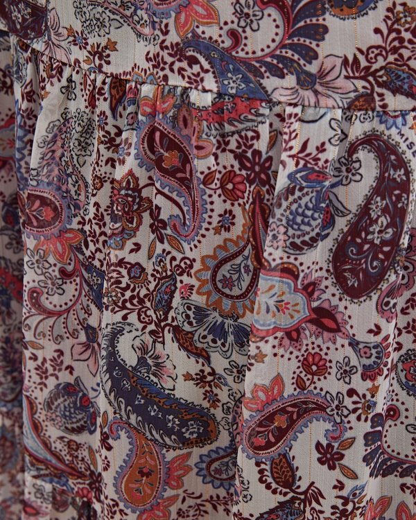 Jupe longue imprimée à motifs cachemire blanc Jupe longue imprimée à motifs cachemire blanc
