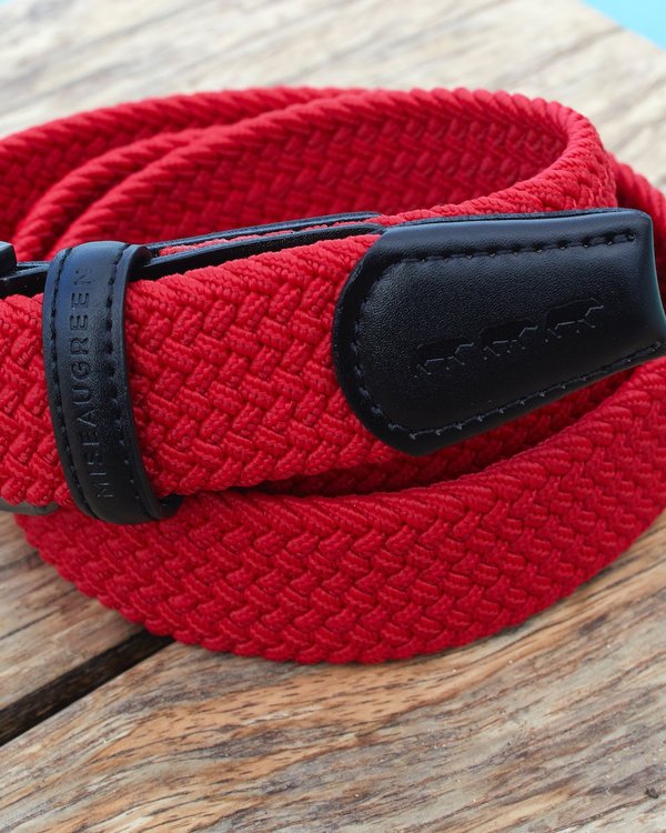 Ceinture tressée unie à boucle vert