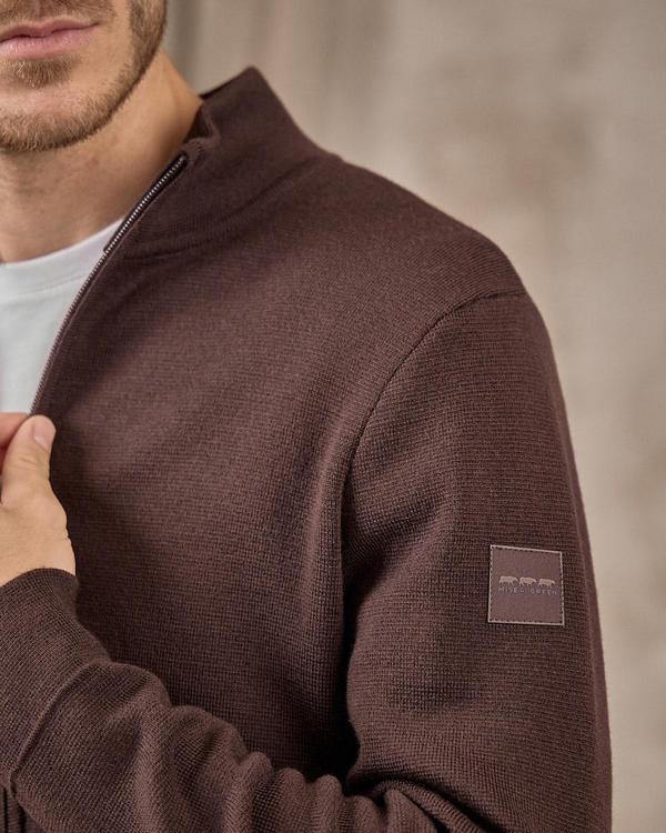 Cardigan zippé col montant beige