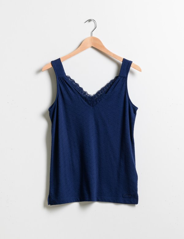 Top encolure V brodée Standard 100 by OEKO-TEX® bleu