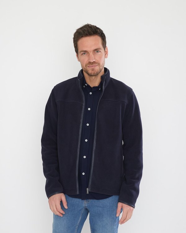 Blouson polaire coupe droite col camionneur bleu Blouson polaire coupe droite col camionneur bleu