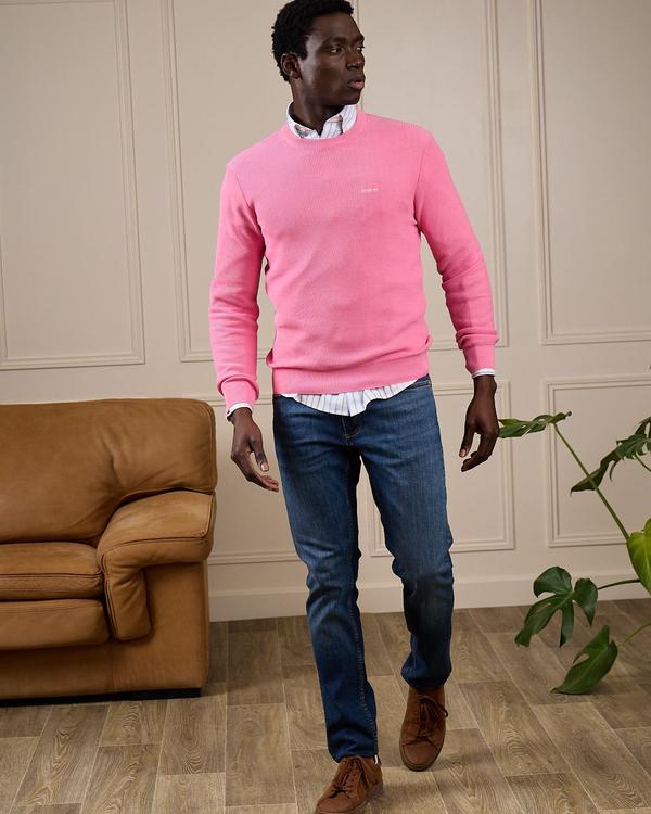 Pull nid d'abeille rose