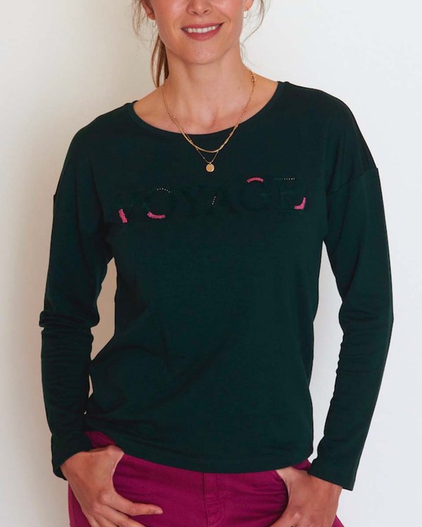 Sweatshirt voyage manches longues col rond vert Sweatshirt voyage manches longues col rond vert