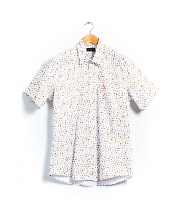 Chemise imprimée manches courtes regular fit en coton blanc