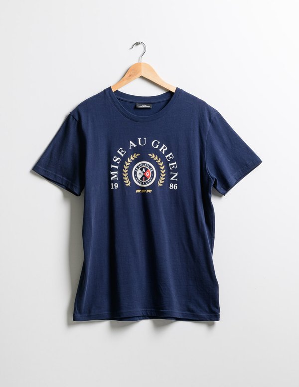 T-shirt manches courtes blason Le soleil se lève à l'Est bleu