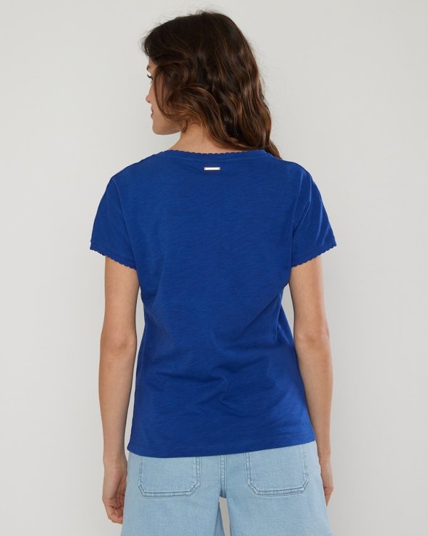 T-shirt uni en coton issu de l'agriculture biologi bleu