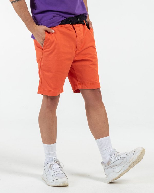 Bermuda chino uni taille élastique en coton orange
