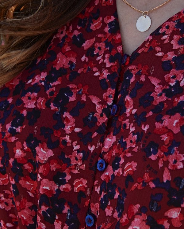 Robe longue imprimé exclusif détails smockés rouge Robe longue imprimé exclusif détails smockés rouge