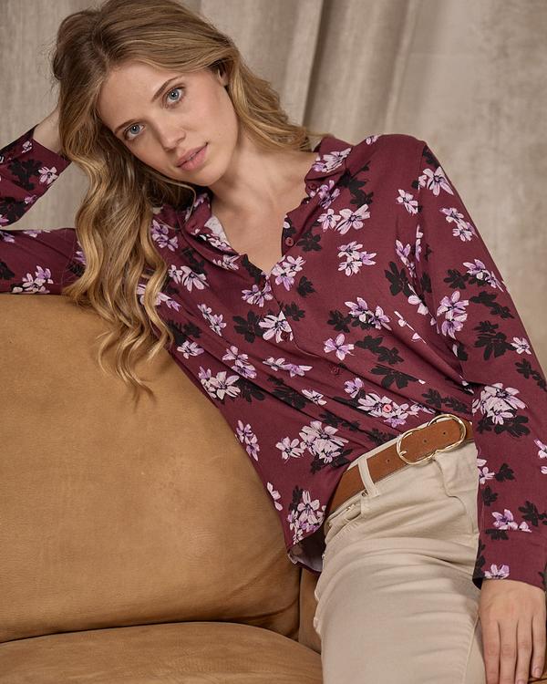 Chemise à fleurs Edith rouge Chemise à fleurs Edith rouge