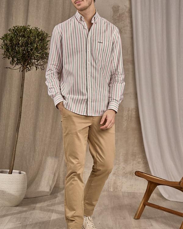 Chemise rayée rose
