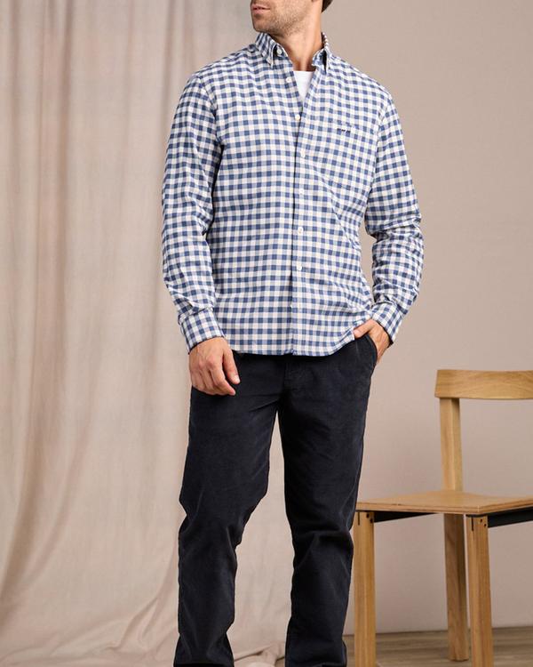 Chemise à larges carreaux vichy bleu