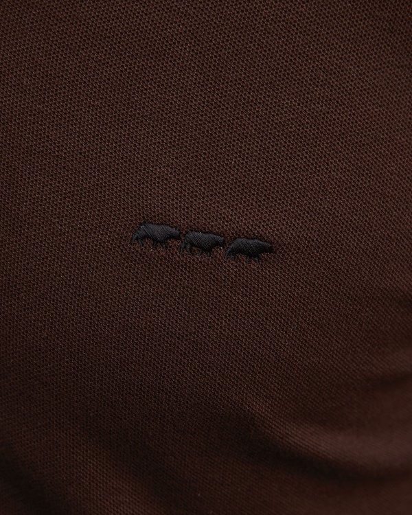 Polo bicolore à manches longues regular fit en coton marron Polo bicolore à manches longues regular fit en coton marron