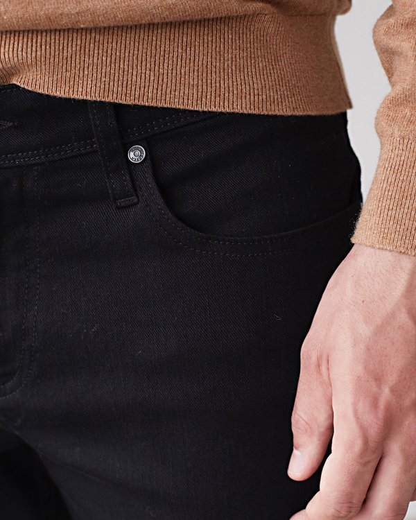 Pantalon jean regular fit uni en coton noir