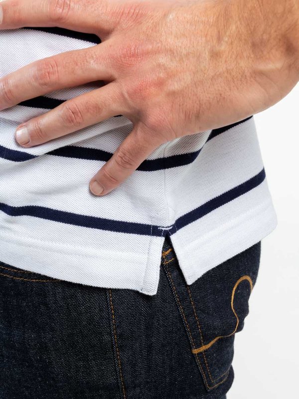 Polo rayé manches courtes regular fit blanc