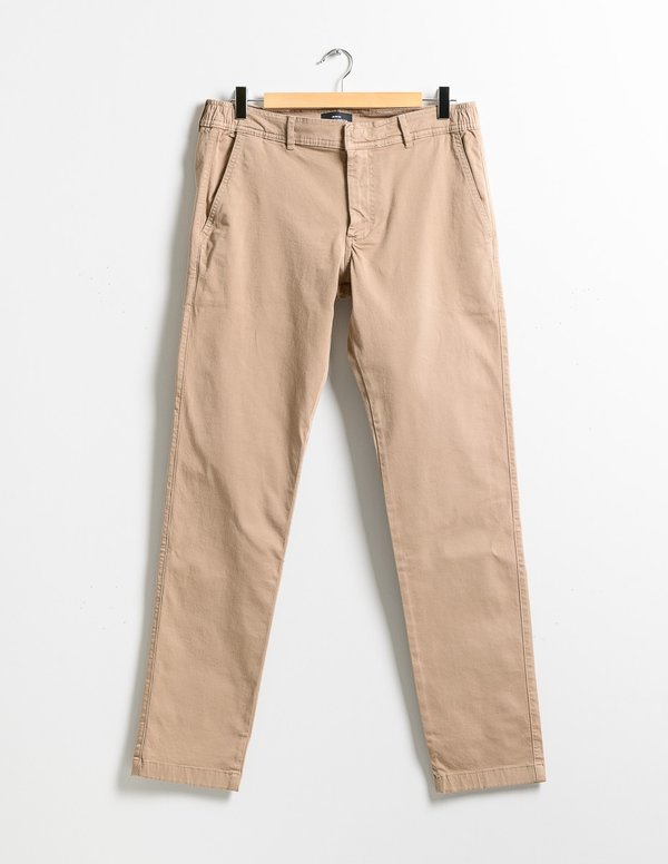 Pantalon chino taille élastique en coton gris
