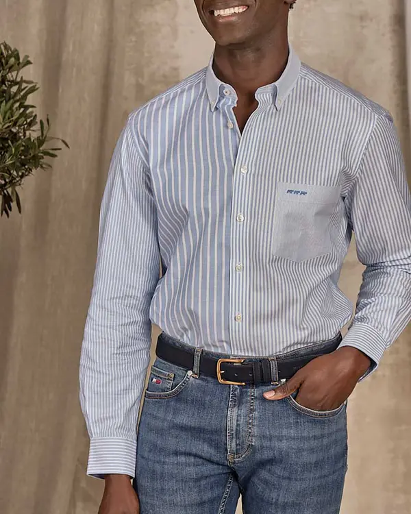 Chemise fantaisie rayée bleu