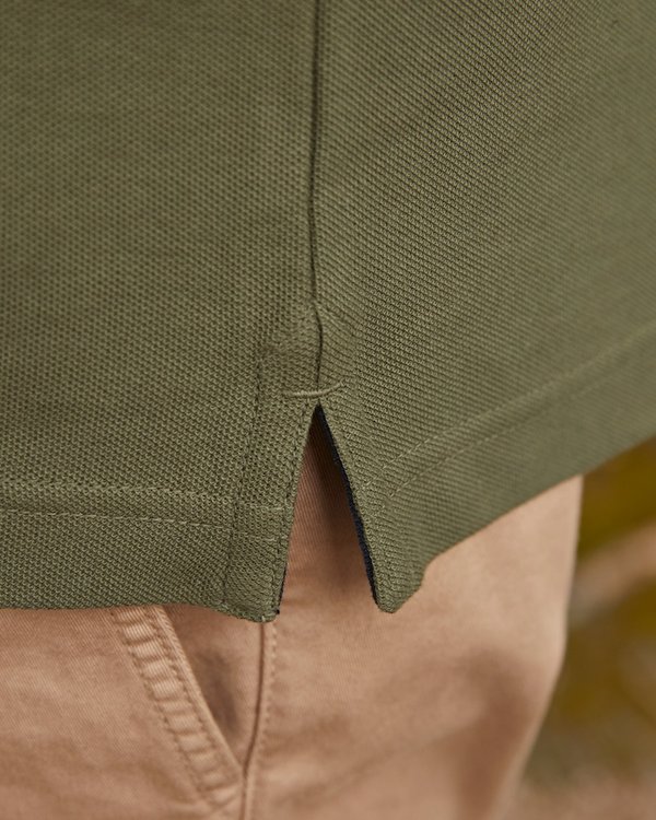 Polo bicolore à manches longues regular fit en coton vert