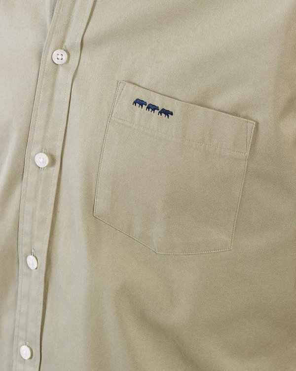 Chemise manches longues gabardine toucher doux 100% coton vert Chemise manches longues gabardine toucher doux 100% coton vert